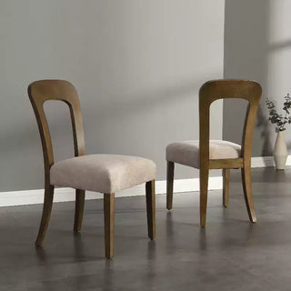 Lot de 2 chaises de salle à manger élégantes en bois avec assise rembourrée en chenille