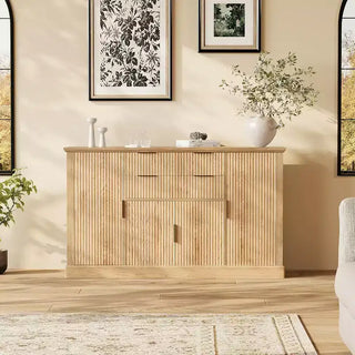 Buffet de Salle à Manger/Salon Style Ferme Moderne, Meuble Bar à Café, Table Console, 4 Portes, 2 Tiroirs, Étagère Réglable