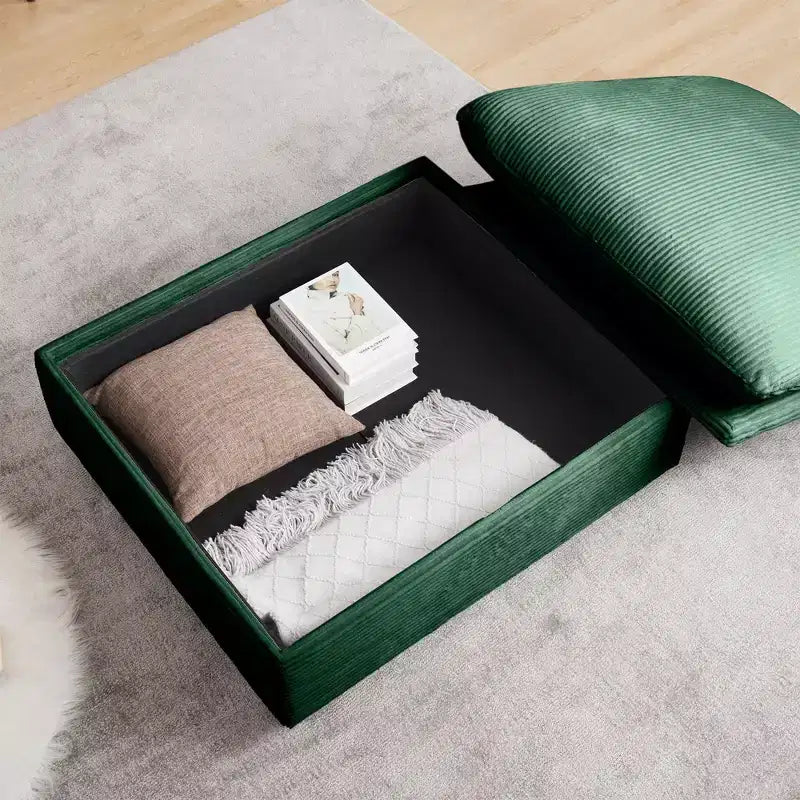 Confort Ultime : Canapé d'angle en velours côtelé avec rangement et 3 coussins moelleux