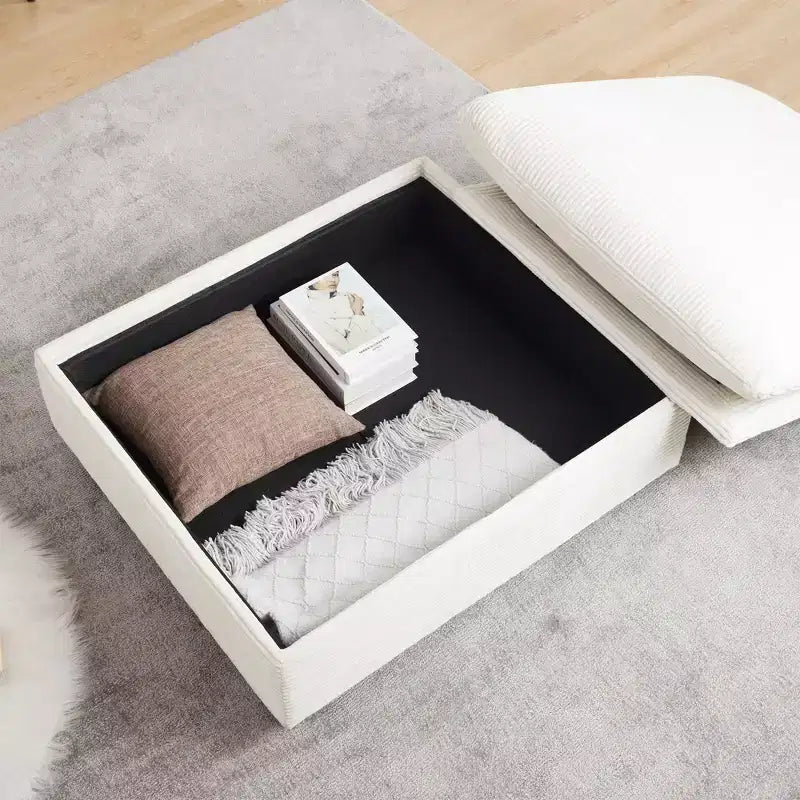 Confort Ultime : Canapé d'angle en velours côtelé avec rangement et 3 coussins moelleux
