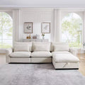 Ultimate Comfort: Corduroy L-Shape Sofa with Storage and 3 Plush Pillows