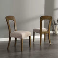 Set of 2 Elegant Wooden Dining Chairs with Chenille Upholstered Seat, Solid Rubberwood Frame - Christopher Knight Home