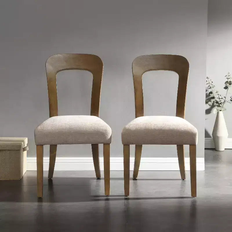 Lot de 2 chaises de salle à manger élégantes en bois avec assise rembourrée en chenille