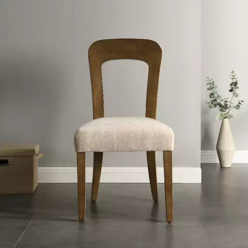Lot de 2 chaises de salle à manger élégantes en bois avec assise rembourrée en chenille