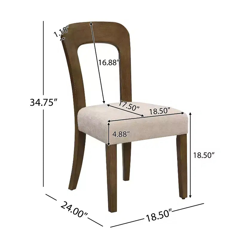 Lot de 2 chaises de salle à manger élégantes en bois avec assise rembourrée en chenille