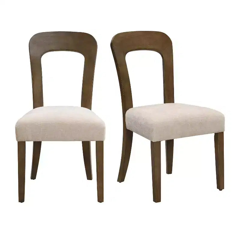 Lot de 2 chaises de salle à manger élégantes en bois avec assise rembourrée en chenille