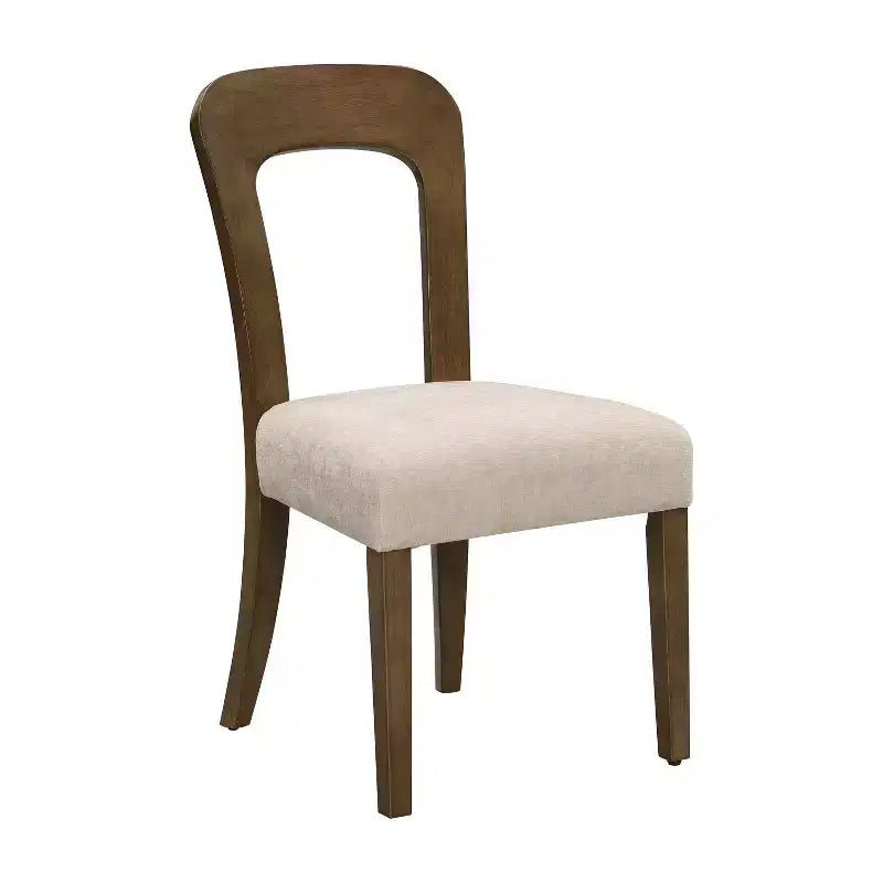 Lot de 2 chaises de salle à manger élégantes en bois avec assise rembourrée en chenille