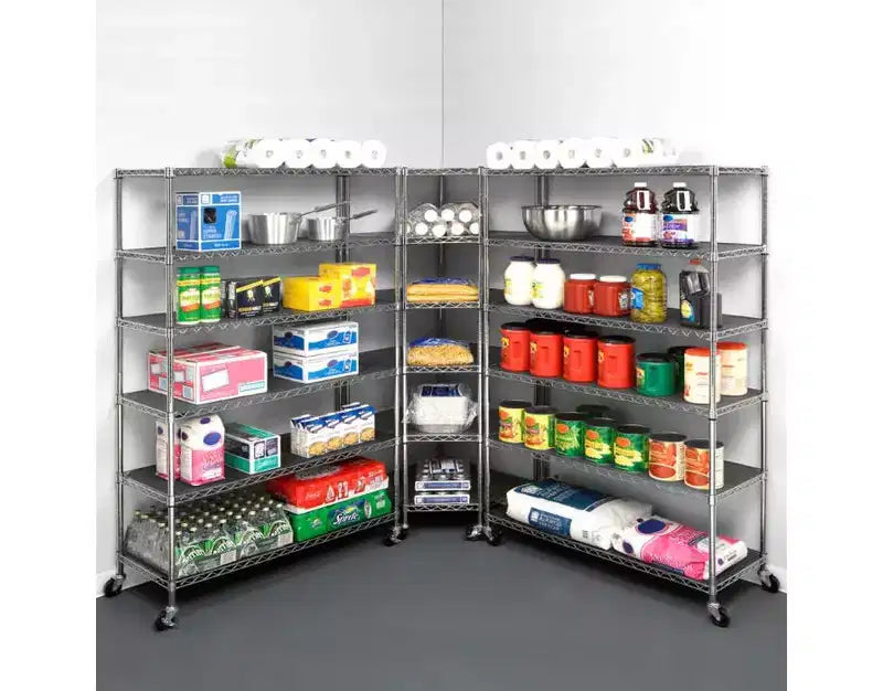 Seville Classics UltraDurable 6-Tier NSF Steel Wire Corner Shelving Unit, 28 D x 28 L x 72 H