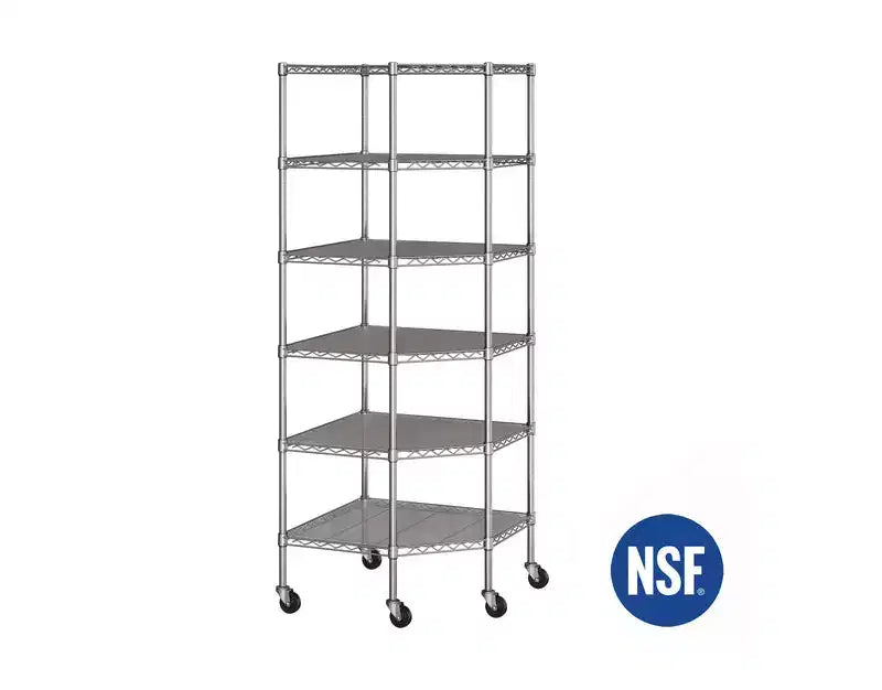 Étagère d'angle en acier à 6 niveaux UltraDurable certifiée NSF, 28 P x 28 L x 72 H