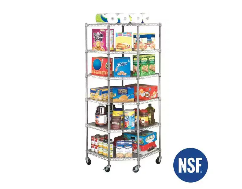 Étagère d'angle en acier à 6 niveaux UltraDurable certifiée NSF, 28 P x 28 L x 72 H