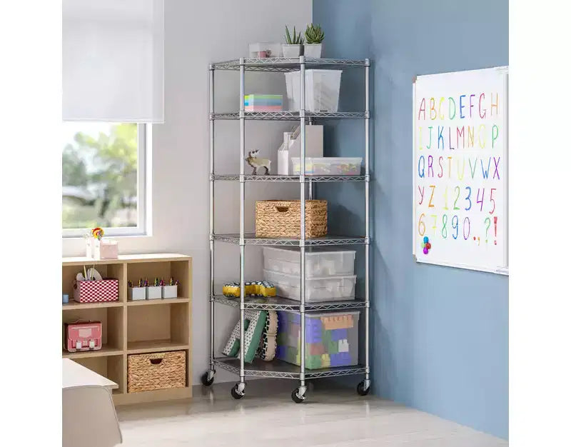 Étagère d'angle en acier à 6 niveaux UltraDurable certifiée NSF, 28 P x 28 L x 72 H