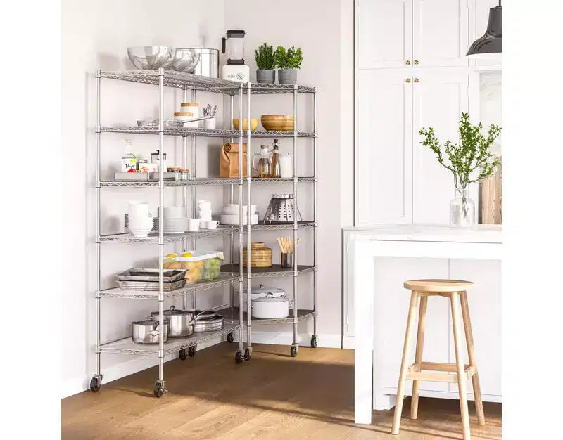 Étagère d'angle en acier à 6 niveaux UltraDurable certifiée NSF, 28 P x 28 L x 72 H