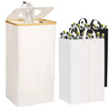 Hausource 100L Beige Laundry Hamper & Recycling Bin with Lid, 2 Liners, Collapsible, Waterproof
