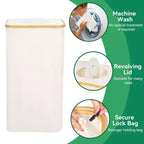 Panier à Linge et Poubelle de Recyclage 100L Beige avec Couvercle, 2 Sacs Intérieurs, Pliable, Étanche
