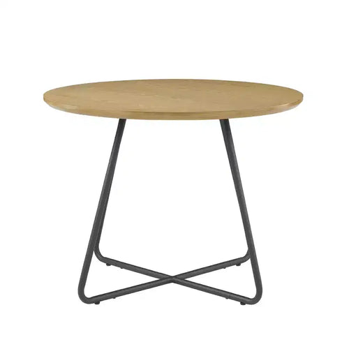 Table à manger ronde 4 places en bois de 40 pouces avec piètement en X en acier