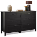 6-Drawer Dresser, Large Storage Cabinet for Bedroom, Living Room, Entryway, Retro Wood Chest of Drawers with Metal Handles & Anti-Tip Design, 54-Inch