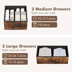 Commode à 5 tiroirs pour chambre à coucher - Tour de rangement en tissu avec plateau en bois, cadre en acier robuste, commode à poignée facile à tirer