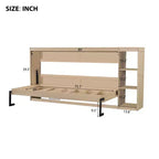 Lit escamotable simple avec bibliothèque intégrée et rangement – Conception compacte et robuste en LVL/MDF, pas besoin de sommier.