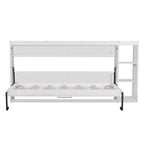Lit escamotable simple avec bibliothèque intégrée et rangement – Conception compacte et robuste en LVL/MDF, pas besoin de sommier.