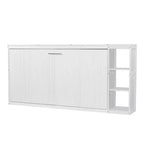 Lit escamotable simple avec bibliothèque intégrée et rangement – Conception compacte et robuste en LVL/MDF, pas besoin de sommier.