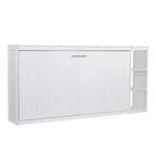Lit escamotable simple avec bibliothèque intégrée et rangement – Conception compacte et robuste en LVL/MDF, pas besoin de sommier.
