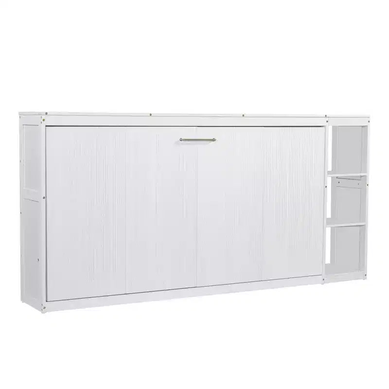 Lit escamotable simple avec bibliothèque intégrée et rangement – Conception compacte et robuste en LVL/MDF, pas besoin de sommier.