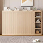 Lit escamotable simple avec bibliothèque intégrée et rangement – Conception compacte et robuste en LVL/MDF, pas besoin de sommier.