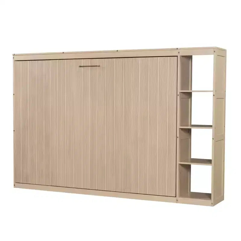 Lit escamotable simple avec bibliothèque intégrée et rangement – Conception compacte et robuste en LVL/MDF, pas besoin de sommier.