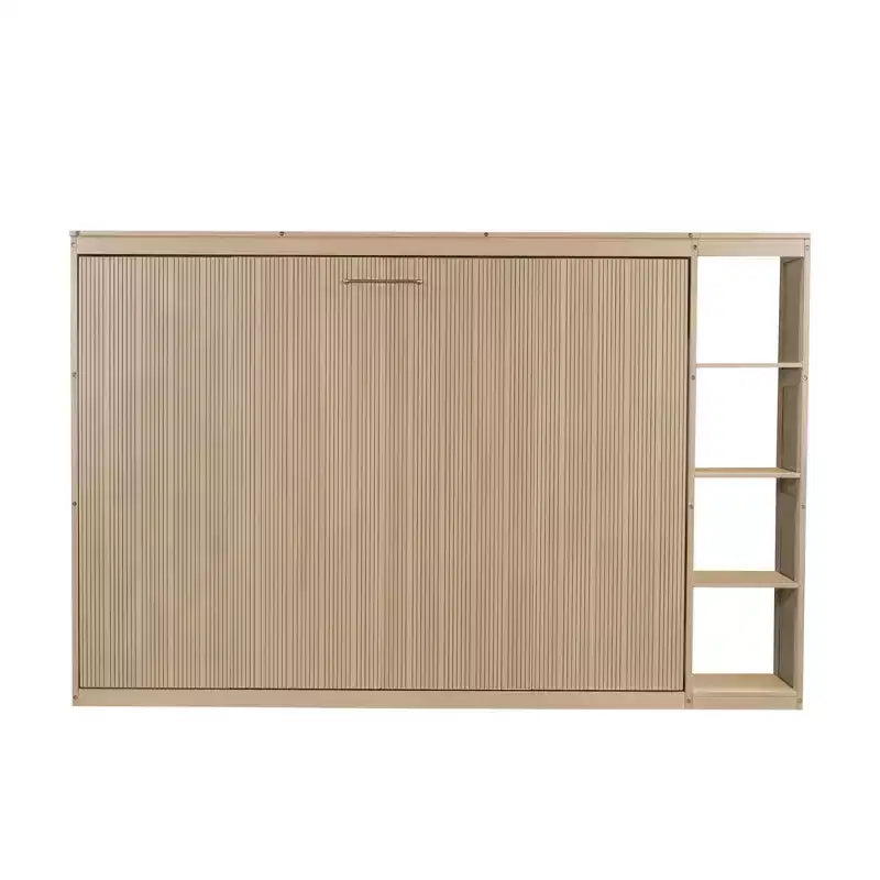 Lit escamotable simple avec bibliothèque intégrée et rangement – Conception compacte et robuste en LVL/MDF, pas besoin de sommier.