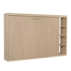 Lit escamotable simple avec bibliothèque intégrée et rangement – Conception compacte et robuste en LVL/MDF, pas besoin de sommier.