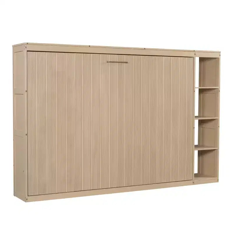 Lit escamotable simple avec bibliothèque intégrée et rangement – Conception compacte et robuste en LVL/MDF, pas besoin de sommier.