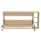 Lit escamotable simple avec bibliothèque intégrée et rangement – Conception compacte et robuste en LVL/MDF, pas besoin de sommier.