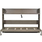 Lit escamotable simple avec bibliothèque intégrée et rangement – Conception compacte et robuste en LVL/MDF, pas besoin de sommier.