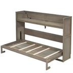 Lit escamotable simple avec bibliothèque intégrée et rangement – Conception compacte et robuste en LVL/MDF, pas besoin de sommier.