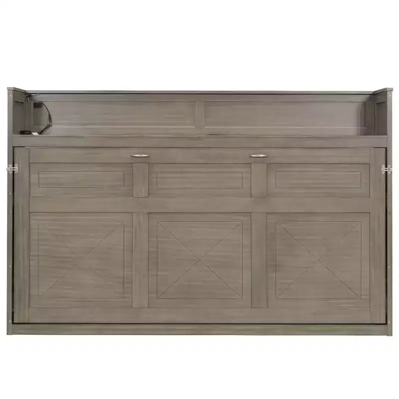 Lit escamotable simple avec bibliothèque intégrée et rangement – Conception compacte et robuste en LVL/MDF, pas besoin de sommier.