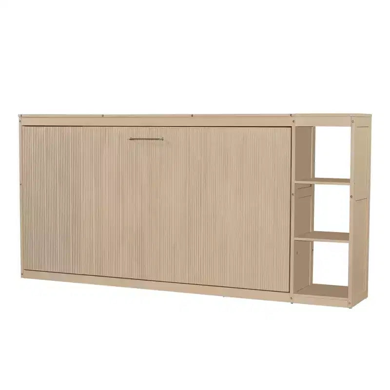 Lit escamotable simple avec bibliothèque intégrée et rangement – Conception compacte et robuste en LVL/MDF, pas besoin de sommier.