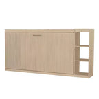 Lit escamotable simple avec bibliothèque intégrée et rangement – Conception compacte et robuste en LVL/MDF, pas besoin de sommier.