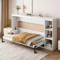 Lit escamotable simple avec bibliothèque intégrée et rangement – Conception compacte et robuste en LVL/MDF, pas besoin de sommier.