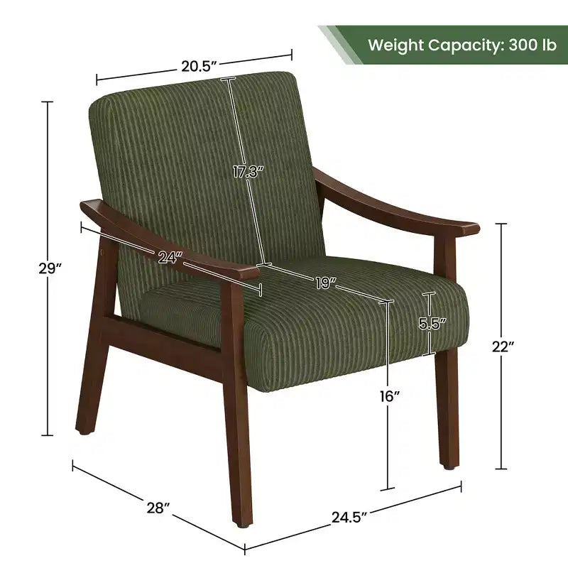 Lot de 2 fauteuils modernes du milieu du siècle avec pieds en bois massif pour salon, chambre, chambre d'amis