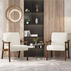 Lot de 2 fauteuils modernes du milieu du siècle avec pieds en bois massif pour salon, chambre, chambre d'amis