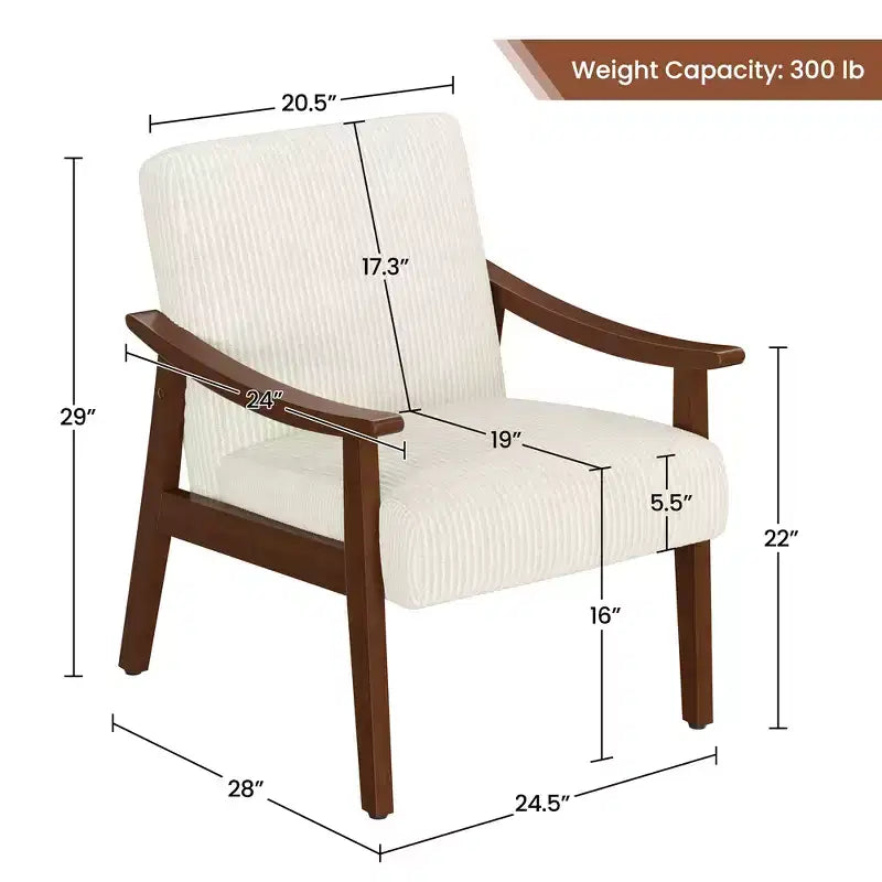 Lot de 2 fauteuils modernes du milieu du siècle avec pieds en bois massif pour salon, chambre, chambre d'amis