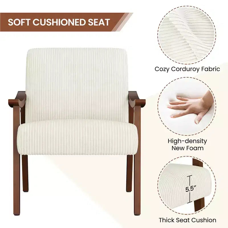 Lot de 2 fauteuils modernes du milieu du siècle avec pieds en bois massif pour salon, chambre, chambre d'amis