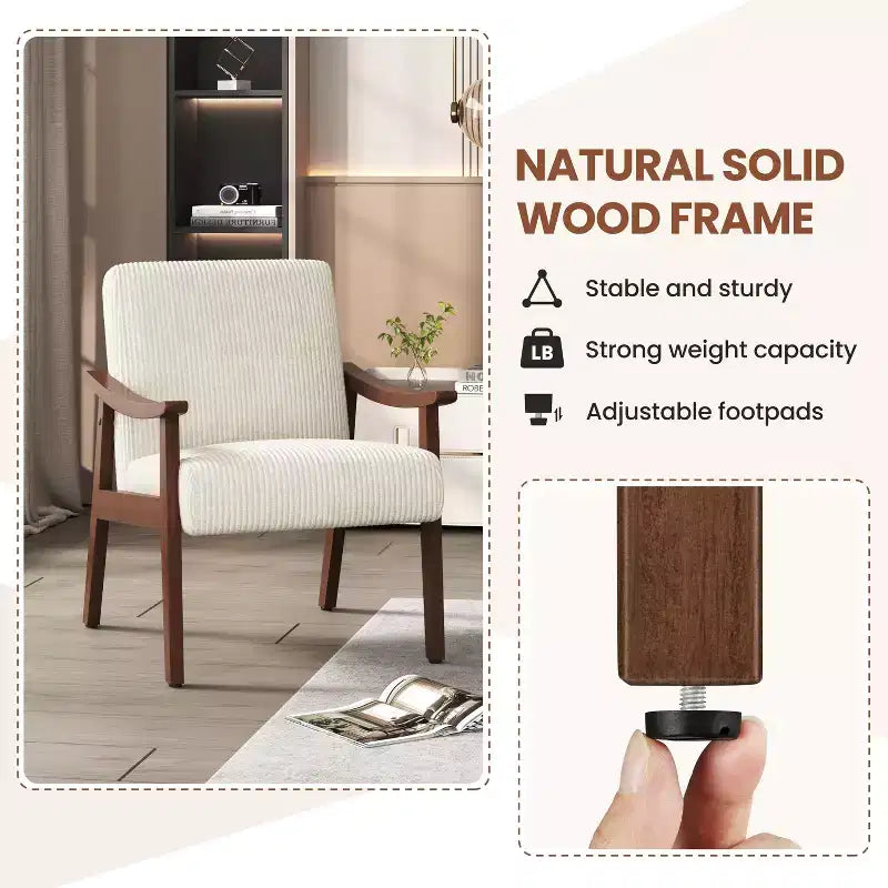 Lot de 2 fauteuils modernes du milieu du siècle avec pieds en bois massif pour salon, chambre, chambre d'amis