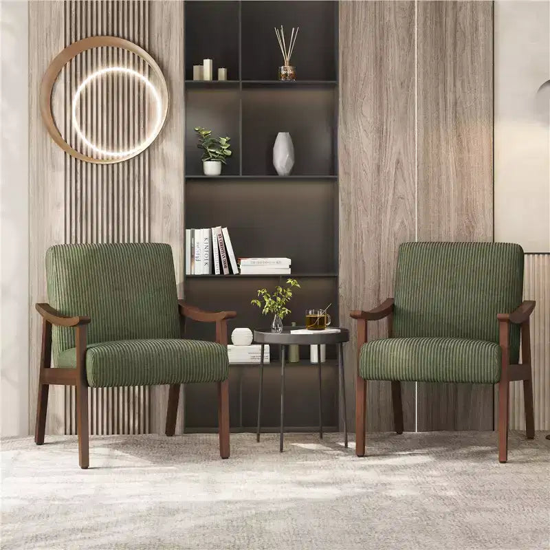 Lot de 2 fauteuils modernes du milieu du siècle avec pieds en bois massif pour salon, chambre, chambre d'amis