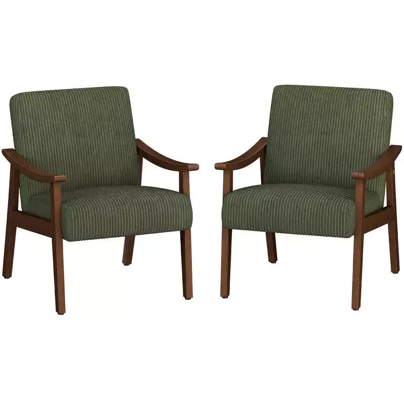 Lot de 2 fauteuils modernes du milieu du siècle avec pieds en bois massif pour salon, chambre, chambre d'amis