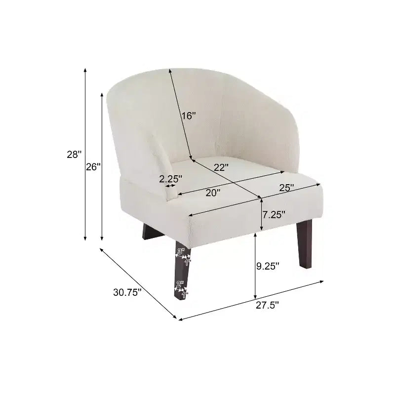 Fauteuil d'appoint rembourré Mid-Century Modern avec dossier incurvé