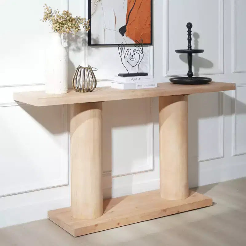 Console moderne en bois de 59 pouces avec pieds colonnes