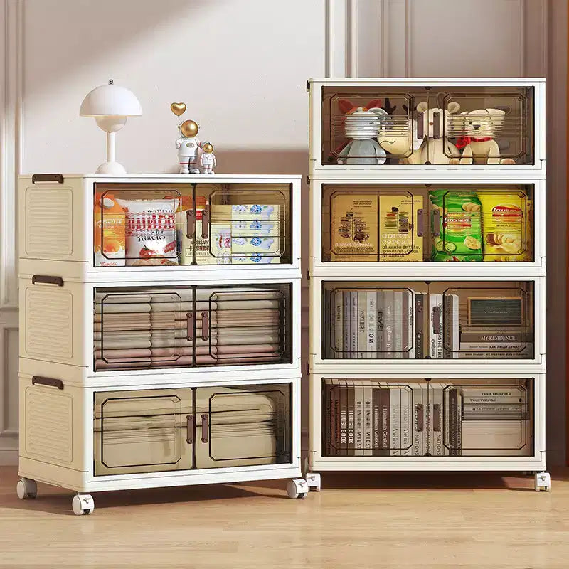Bacs de rangement empilables et pliables, Armoire de rangement pliable avec couvercles et roulettes, Organisateur de placard pour Appartement, Maison, Dortoir, Bureau