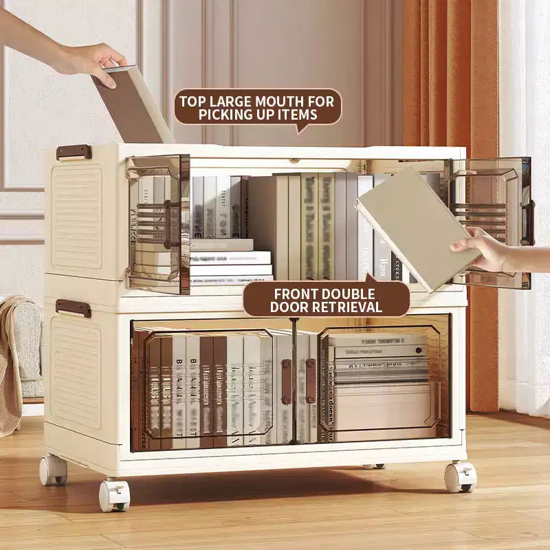 Bacs de rangement empilables et pliables, Armoire de rangement pliable avec couvercles et roulettes, Organisateur de placard pour Appartement, Maison, Dortoir, Bureau