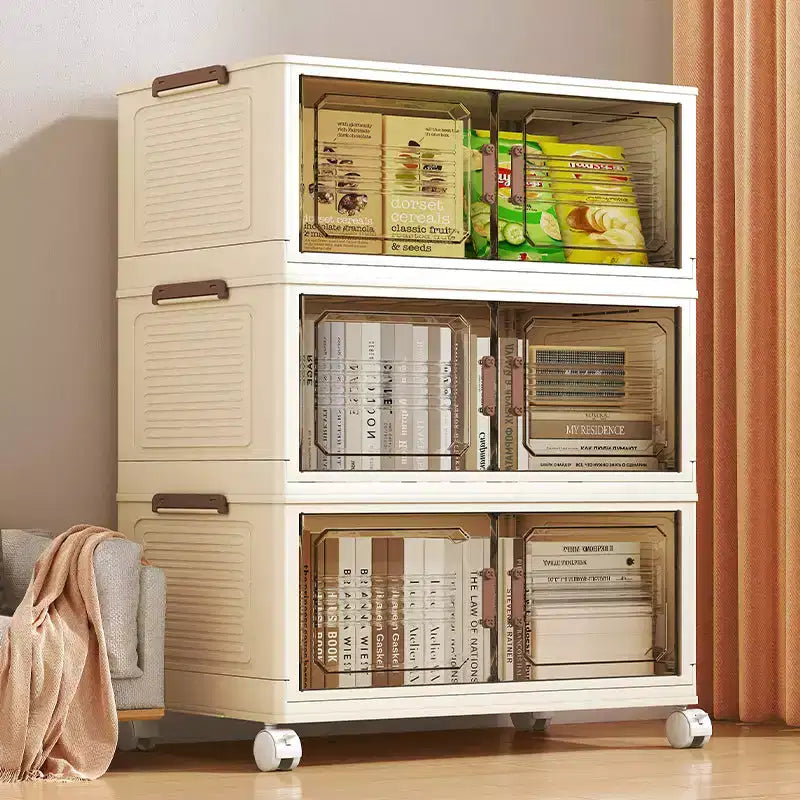 Bacs de rangement empilables et pliables, Armoire de rangement pliable avec couvercles et roulettes, Organisateur de placard pour Appartement, Maison, Dortoir, Bureau